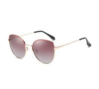 HPIRME Gafas de sol polarizadas de lujo estilo vintage para mujer, ideales para conducir, protección UV400 (rojas).