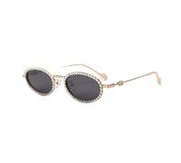 HPIRME Gafas de sol polarizadas ovaladas con diamantes, gafas de sol de aleación geniales para mujer, gafas para hombre, gafas UV400, sombras, C1, talla única