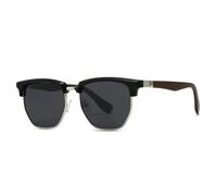 HPIRME Gafas de sol polarizadas ovaladas de metal estilo punk para mujer, con lentes transparentes y protección UV400 (C5 Plata Negro)