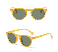 HPIRME Gafas de sol polarizadas para hombre, gafas de sol redondas para mujer, uv400, verde, marrón, accesorios de verano, amarillo con verde, talla única