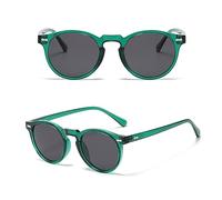HPIRME Gafas de sol polarizadas para hombre, gafas de sol redondas para mujer, uv400, verde, marrón, accesorios de verano, verde con gris, talla única