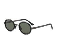 HPIRME Gafas de sol polarizadas redondas estilo punk retro para hombre, con protección UV400, para deportes al aire libre (negro, verde oscuro)