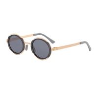 HPIRME Gafas de sol polarizadas redondas estilo punk retro para hombre, con protección UV400, para mujer, para deportes al aire libre (gris, dorado y gris)
