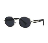 HPIRME Gafas de sol polarizadas retro redondas estilo punk para hombre y mujer (gris plateado)