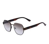 HPIRME Gafas de sol poligonales retro con montura metálica para mujer y hombre (Uv400, color Leopard Gradient Tea).