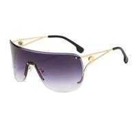 HPIRME Gafas de sol rectangulares vintage sin marco para hombre y mujer, de moda, de lujo, con protección UV400 (dorado-gris)