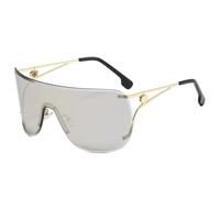HPIRME Gafas de sol rectangulares vintage sin marco para hombre y mujer, de moda, de lujo, con protección UV400 (dorado y plateado con espejo).