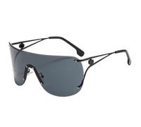 HPIRME Gafas de sol rectangulares vintage sin marco para hombre y mujer, modernas y de lujo, con protección UV400 (negro-negro)