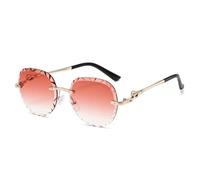 HPIRME Gafas de sol redondas de lujo sin marco con degradado para mujer, con patrón de ondas en la cabeza y UV400 para hombre (naranja)