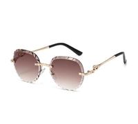 HPIRME Gafas de sol redondas de lujo sin marco con degradado para mujer, con patrón de ondas en la cabeza y protección UV400 para hombre (marrón)