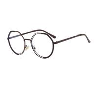 HPIRME Gafas de sol redondas estilo retro con montura ligera y cómoda (color café transparente)