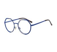 HPIRME Gafas de sol redondas estilo retro, montura ligera y cómoda (azul transparente)