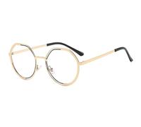 HPIRME Gafas de sol redondas estilo retro, montura ligera y cómoda (dorado transparente)