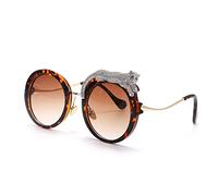 HPIRME Gafas de sol redondas Mujer Gafas de sol UV400 Gafas Gafas Crystal Leopard Shades, 5, talla única