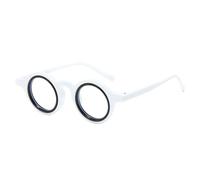 HPIRME Gafas de sol redondas pequeñas de moda para mujer, de doble color, con montura retro punk y lentes transparentes para hombre (blanco y negro)