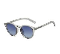 HPIRME Gafas de sol redondas polarizadas de lujo para mujer, protección UV400, lentes degradadas, espejo, remaches, estilo punk (gris azul grisáceo)