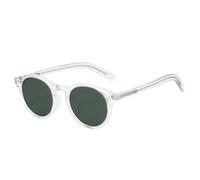 HPIRME Gafas de sol redondas polarizadas de lujo para mujer, protección UV400, lentes degradadas, espejo, remaches, estilo punk (verde transparente).