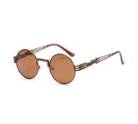 HPIRME Gafas de sol redondas vintage con protección UV400 para hombre y mujer, con montura metálica y lentes de espejo (05-CoffeeCoffee)