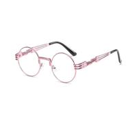 HPIRME Gafas de sol redondas vintage con protección UV400 para hombre y mujer, con montura metálica y lentes de espejo (12-Rosa/Blanco)