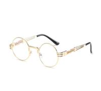 HPIRME Gafas de sol redondas vintage con protección UV400 para hombre y mujer, con montura metálica y lentes de espejo (10-Oro/Blanco)