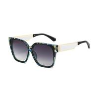 HPIRME Gafas de sol retro con degradado de colores caramelo para mujer, montura de color contrastante para hombre, UV400 (floral azul)