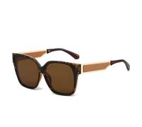HPIRME Gafas de sol retro con degradado de colores caramelo para mujer, montura de color contrastante para hombre, UV400 (marrón leopardo)