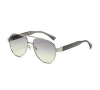 HPIRME Gafas de sol retro de doble puente para mujer, con lentes degradadas y protección UV400 (gris plateado y amarillo).