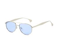 HPIRME Gafas de sol retro de metal con doble puente para hombre, protección UV400 (azul plateado)