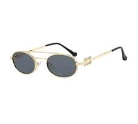 HPIRME Gafas de sol retro ovaladas para mujer, gafas con montura de metal, gafas para mujer, talla única