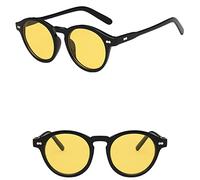 HPIRME Gafas de sol retro para hombres, mujeres, gafas de sol de montura redonda pequeña vintage, lentes amarillas UV400, gafas de sol, 5, talla única