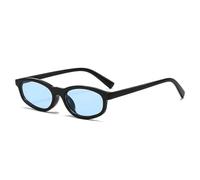 HPIRME Gafas de sol retro pequeñas con forma de ojo de gato para mujer, con protección UV400, a la moda para hombre (negro y azul)