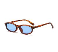 HPIRME Gafas de sol retro pequeñas con forma de ojo de gato para mujer, con protección UV400, a la moda para hombre (azul leopardo)