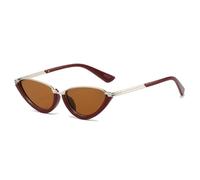 HPIRME Gafas de sol retro pequeñas con forma de ojo de gato para mujer, modernas, transparentes, con protección UV400, estilo punk, degradado (té plateado rojo oscuro).