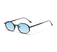 HPIRME Gafas de sol retro pequeñas de moda para mujer, estilo punk, para exteriores (negro degradado azul)
