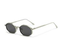 HPIRME Gafas de sol retro pequeñas de moda para mujer, estilo punk, para exteriores (plateadas y negras)