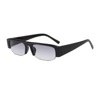 HPIRME Gafas de sol retro pequeñas rectangulares para mujer, con protección UV400, lentes transparentes y montura de media montura para hombre (degradado negro y gris).