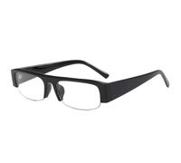 HPIRME Gafas de sol retro pequeñas rectangulares para mujer, gafas de sol UV400, lentes transparentes, montura de media montura para hombre (negro transparente)
