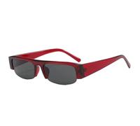 HPIRME Gafas de sol retro pequeñas rectangulares para mujer, protección UV400, lentes transparentes, montura de media montura para hombre (rojo gris)