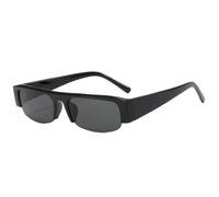 HPIRME Gafas de sol retro pequeñas rectangulares para mujer, protección UV400, lentes transparentes, montura de media montura para hombre (negro/gris).