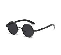 HPIRME Gafas de sol retro pequeñas, redondas, de metal, estilo punk, para mujer y hombre, con protección UV400 (negro y gris)