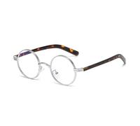 HPIRME Gafas de sol retro pequeñas, redondas, de metal, estilo punk, para mujer y hombre, con protección UV400 (leopardo plateado transparente).