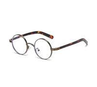 HPIRME Gafas de sol retro pequeñas, redondas, de metal, estilo punk, para mujer y hombre, con protección UV400 (bronce, leopardo transparente).
