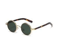 HPIRME Gafas de sol retro pequeñas, redondas, de metal, estilo punk, para mujer y hombre, con protección UV400 (dorado y verde oscuro).