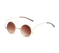 HPIRME Gafas de sol retro pequeñas redondas de metal para mujer, estilo moderno, con lentes de espejo degradadas transparentes, protección UV400, estilo punk para hombre (degradado dorado).