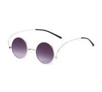 HPIRME Gafas de sol retro pequeñas redondas de metal para mujer, estilo moderno, con lentes de espejo degradadas transparentes, protección UV400, estilo punk para hombre (degradado gris plateado).