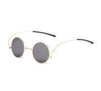 HPIRME Gafas de sol retro pequeñas redondas de metal para mujer, estilo moderno, con lentes de espejo degradadas transparentes, protección UV400, estilo punk para hombre (gris dorado).