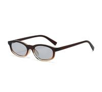 HPIRME Gafas de sol retro pequeñas tipo ojo de gato para mujer, con protección UV400, a la moda para hombre (marrón y gris claro).