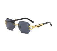 HPIRME Gafas de sol retro poligonales sin marco con degradado para mujer, de lujo, para hombre, con protección UV400 (negras)
