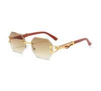 HPIRME Gafas de sol retro poligonales sin marco con degradado para mujer, de lujo, para hombre, con protección UV400 (té)
