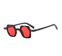 HPIRME Gafas de sol retro punk cuadradas pequeñas para mujer, lentes degradadas, UV400, remaches para hombre, gafas de sol, negro, rojo, Talla única